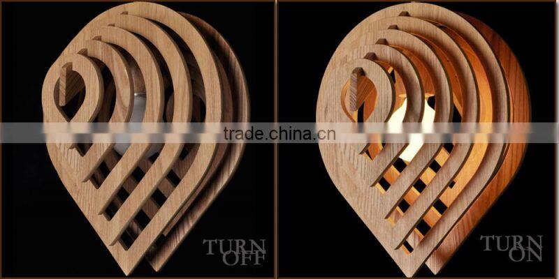 Nordic Creative Brief Wooden Pendant Lamps Water Drop Shape Living Room Bedroom Lighting Fixtures Holiday Living Christmas Light