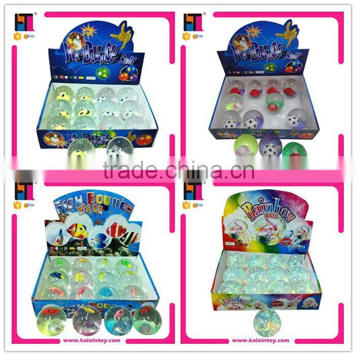 6.5cm custom printed rubber boucing ball with led flashing light