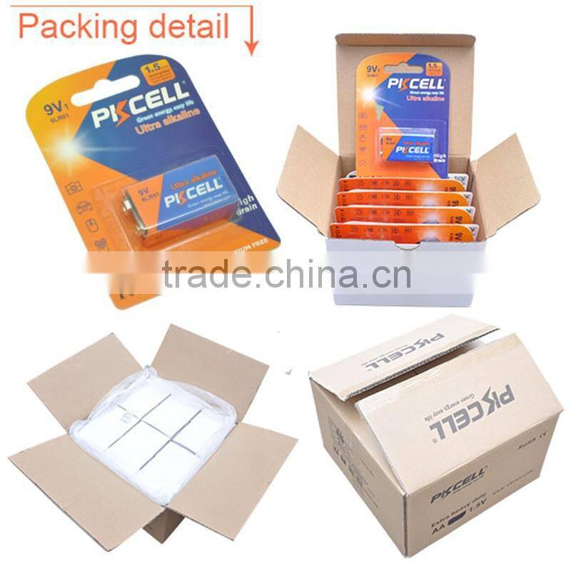 6LR61 9v 1.5v dry battery mercury cadmium free pvc/ Alu jacket