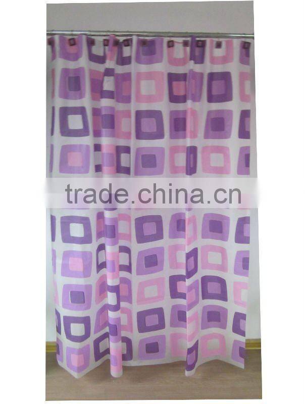 1PCS PEVA shower curtain with12pcs decorative hooks