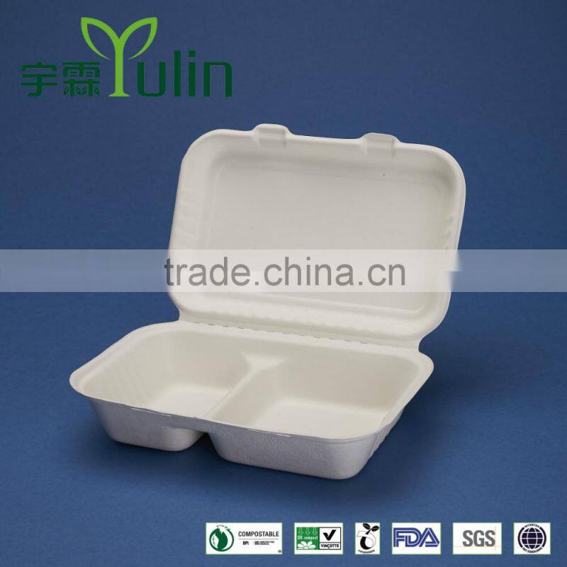HL-96 -2 100% biodegradable bagasse clamshell box