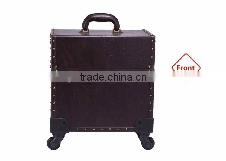 2016 cheapest professional PVC rolling cosmetic makeup case beauty box