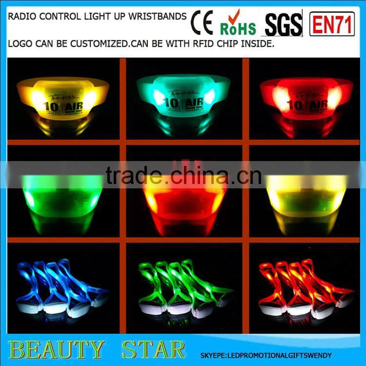 Hot selling led bracelet logo,customized led bracelet logo,radio/remote/wireless led bracelet logo for party,festival