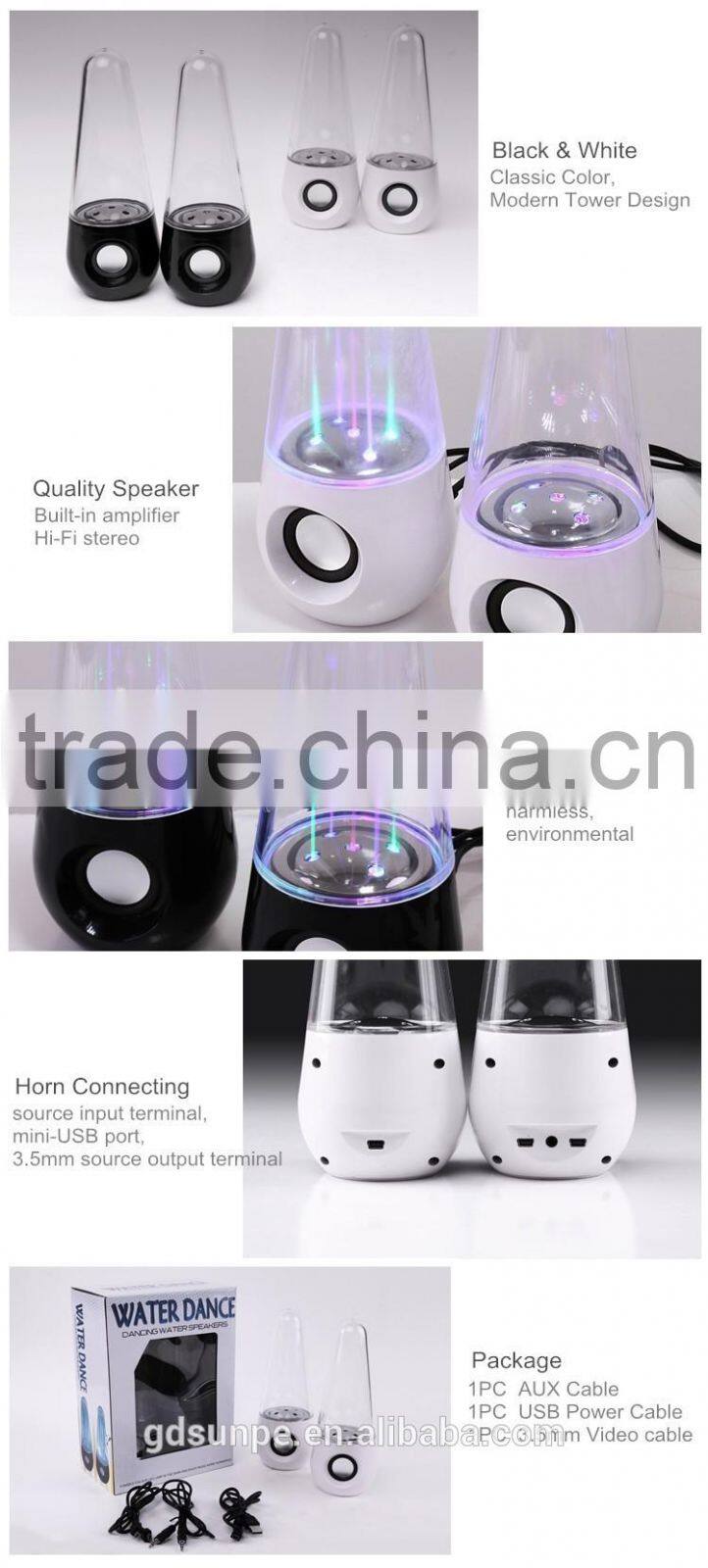 Wireless LED Light Show Fountain Water Dancing Bluetooth Speakers Music Stereo Subwoofer Speakers GuangDong Factory