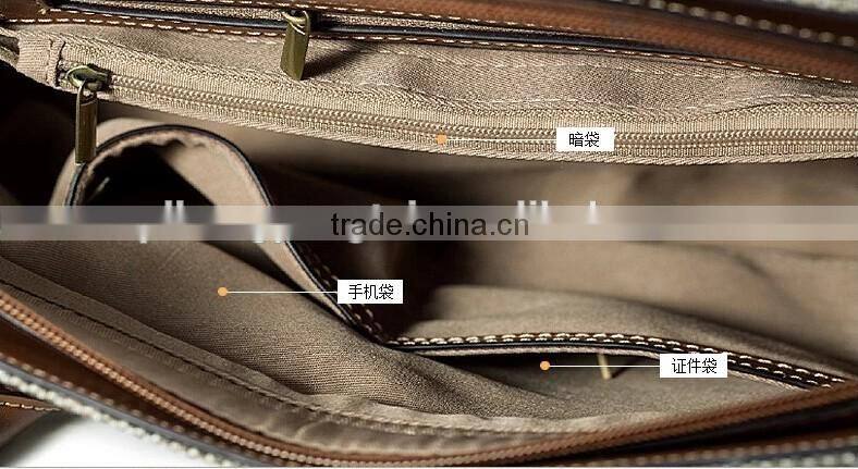 2016 fashion genuine leather and Canvas handbag gym handbag jute breifcase chinese manufacturer