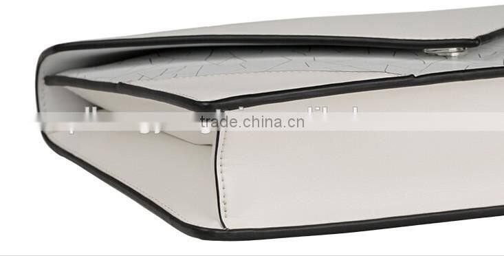 2016 HOT design fashion lady genuine leather envelope clutch bags with color matched saffiano leather purse for women