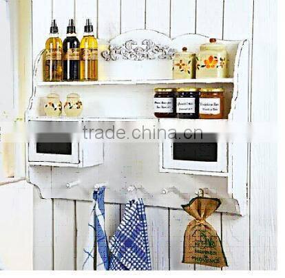 Antique hanging wooden kitchen wall shelf