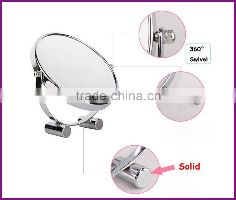 round shape cosmetic magnifying metal mirror with stand