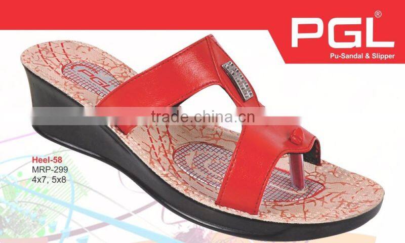 Red heel women pu soft slippers shoes
