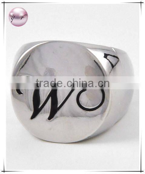 Gold Tone Metal Black Epoxy Lead nickel Compliant Initial W Stretch Ring