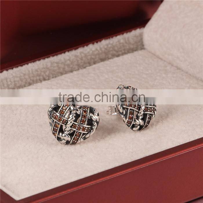 Latest Artificial Sterling Knot Earrings With Red Zircon For Sale
