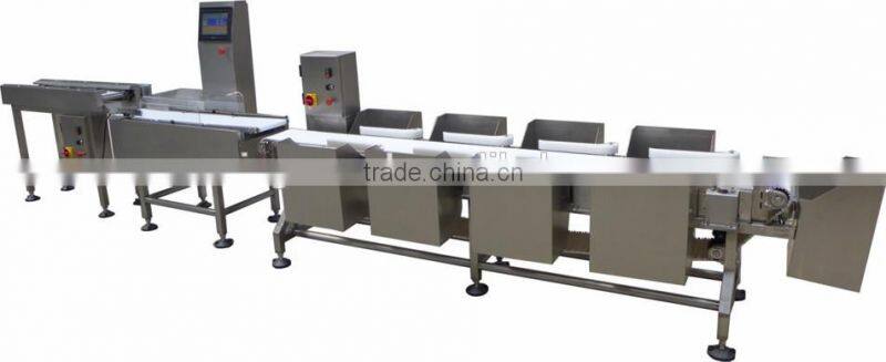 3-12 level weight sorting machine, check weigher to sort and weigh chicken breast fillets. Ranging from 5g to 1500g.