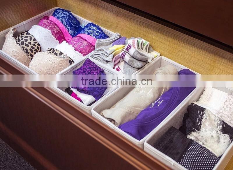 Foldable Storage Drawer Closet Dresser Organizer Bins for Underwear, Bras, Socks, Ties, Scarves, Accessories and More - 6 Piece
