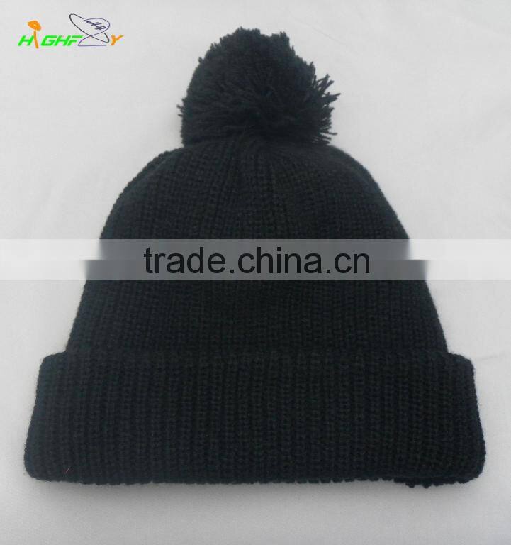 Wholesale blank black custom slouchy jacquard knitted beanie boos