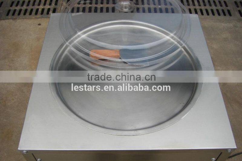 Fried frozen yogurt ice cream machine /Double flat round pans fry roll ice cream machine