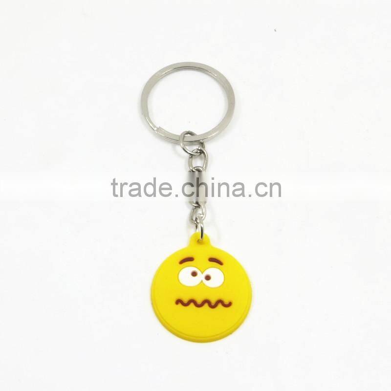 Cheap custom cute cute face advertising key ring/ soft PVC funny face promotion keychain