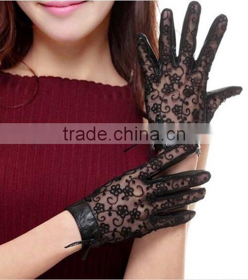 Stylish Girls Sexy Lace Gloves Purple Black Leather Sexy Lace Gloves