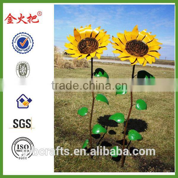 Wholesale Metal sunflower garden stake for decor