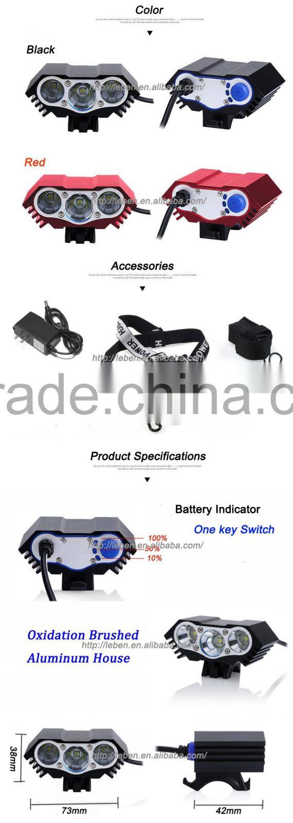 3 x Cree XM-L T6 led mountain bicycle lights mountain bicycle light led bike light set with great price