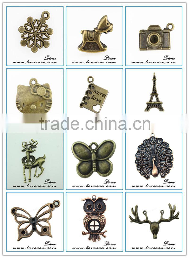 Hot sale 8*8mm bronze pendant charms, alloy charms
