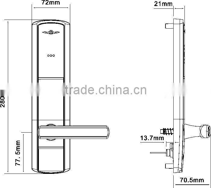 Card Key Wireless Hotel Security Door Lock System, Wireless Hotel Security Door Lock Software, Wireless Hotel Seucurity Lock