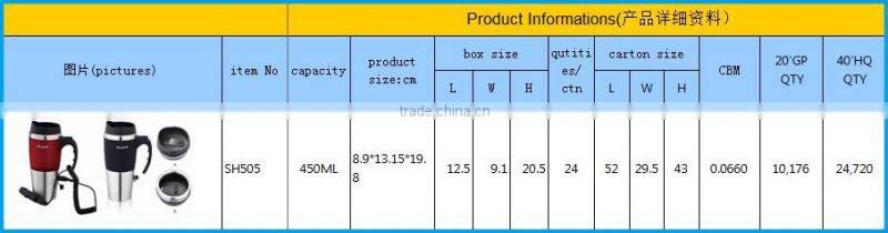 SH505 stainless steel drinking mugs with lid and straw for car