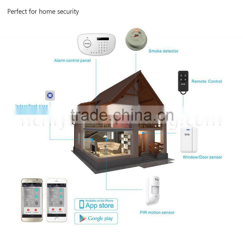 Multi-language Dual Network PSTN GSM DIY burglar alarm systems with LCD dislay Touch Keypad and free APP operated