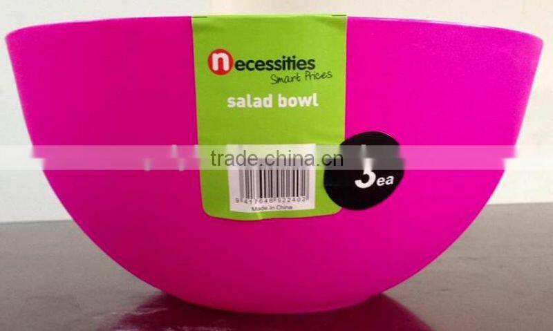 Picnic salad bowl PP 10 inch round (Pink-RHODAMINE RED c) in display box packing #TG1005EG