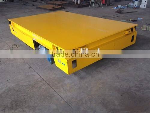 Metal industry using electric flatbed rail trolley
