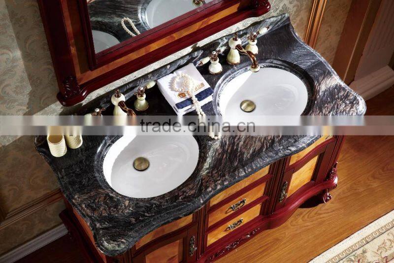 Luxury royal living room furniture classic solid wood bathroom vanity kit with basin sink and faucet WTS802