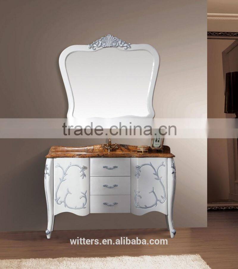 Modern bathroom vanity set in soft white with marble countertop WTS212