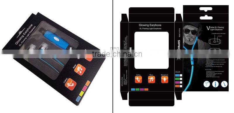 new premium super stereo bass glowing headphones 3.5mm in ear earbuds EL wired earphone