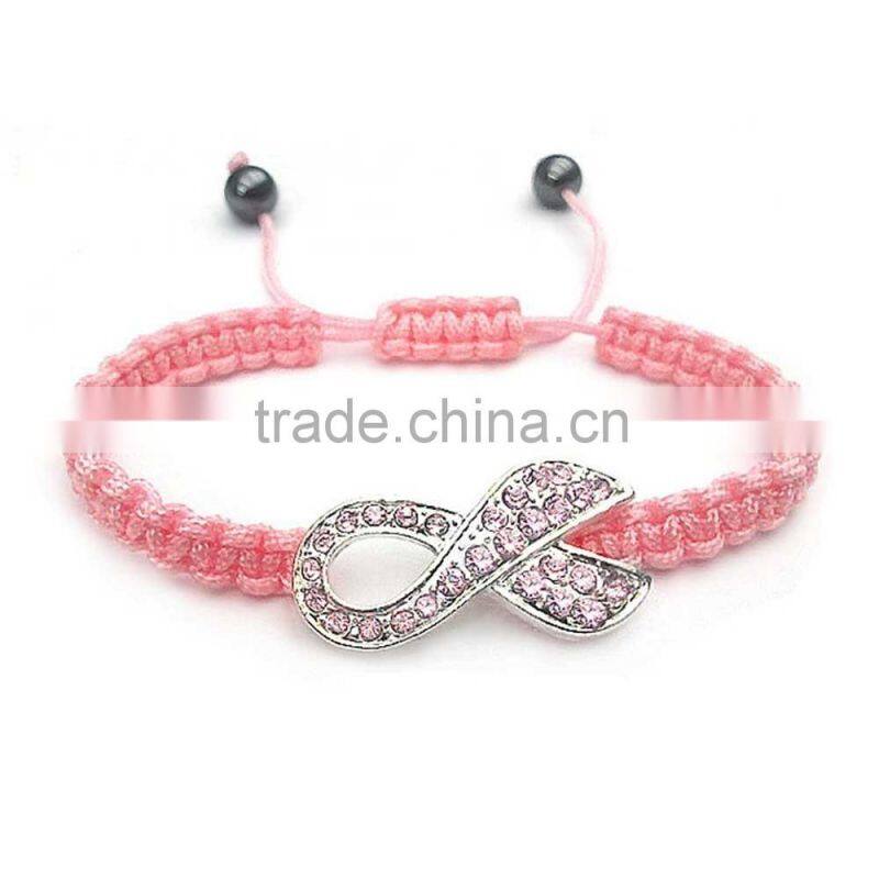 handmade personalized PINK RIBBON Breast Cancer Awareness Bracelets (YC-011)