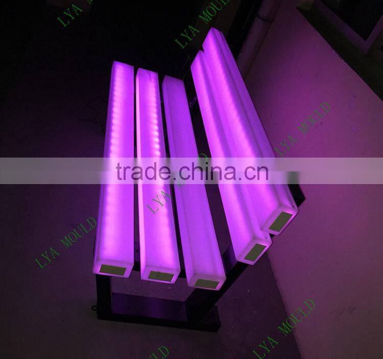 White color changed led light plastic garden bench