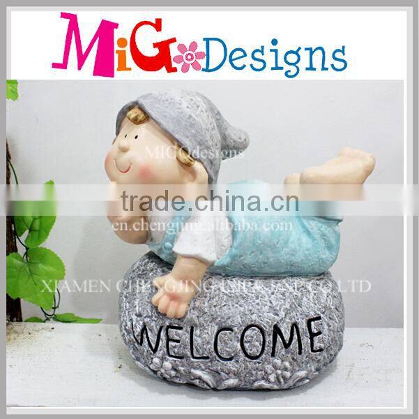 Hot Sale Little Girls Riding Bike Outdoor Ornament Pot Plant
