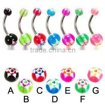 Surgical Grade Stainless Steel Chess UV Belly Bar Body Jewelry