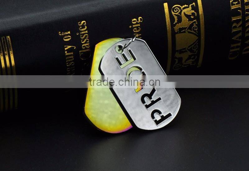 Europe 2pieces Purple High Polishing Stainless Steel Dog Tag Jewelry Pride Pendant