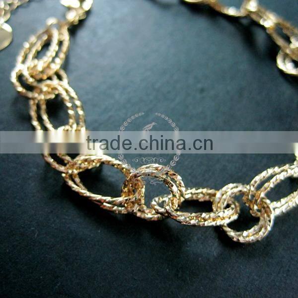 18cm 14K light gold plated brass faceted circle round oval link fashion DIY bracelet supplies 1900063