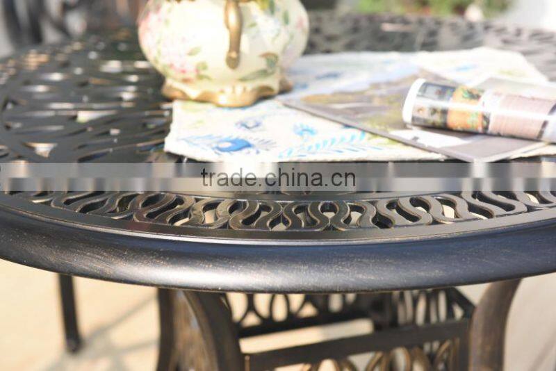 2016 Hot Selling All Weather Elegant Modern Patio Cast Aluminum Outdoor Table with Cushion