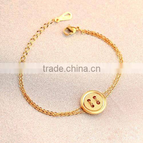 Charm yellow/rose/white gold stainless steel chain bracelet , little pendent chain bangle/ bracelet