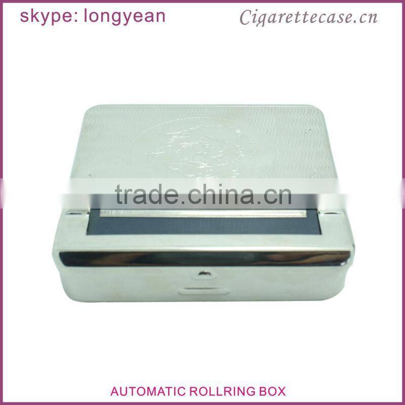 embossed design metal automatic cigarette rolling box