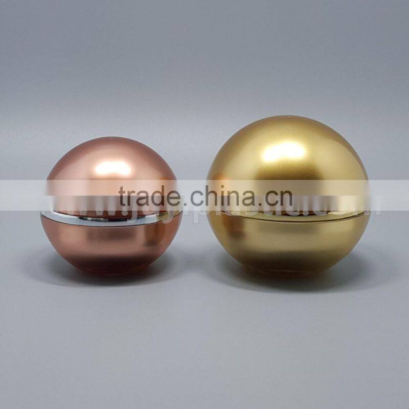 Gold color Ball Shape cosmetic cream jar acrylic jar for skin care