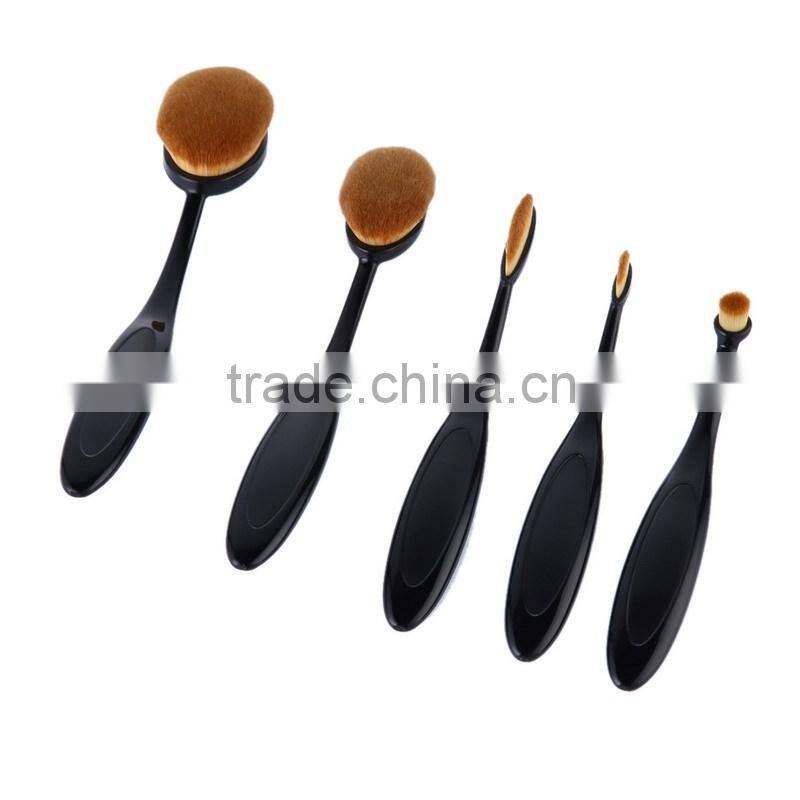 Hot selling Toothbrush shape BB cream fundation oval makeup brushes for 5pcs