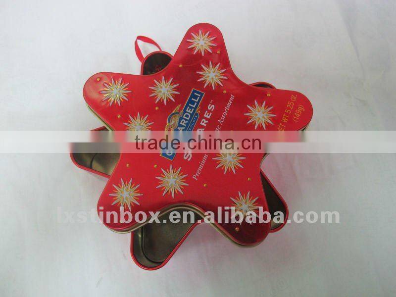 star shape with lid factionable star tin box