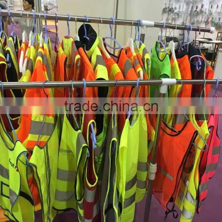 High quality visibility fluorescent polyester workwear reflective safety vest with many pockets