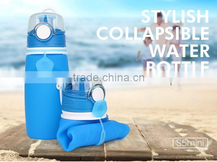 Excellent Silicone Material 16OZ Collapsible Water Bottle