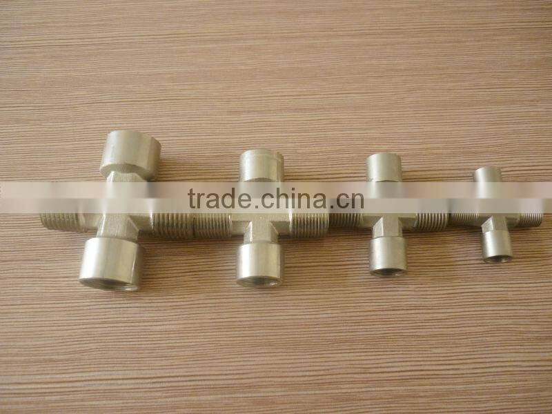 equal female to male cross1/8"1/4",3/8" 1/2" , four way brass fitting for pvc pu hose