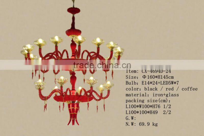 Chinese Style Wedding Decoration Metal Chandelier With Glass