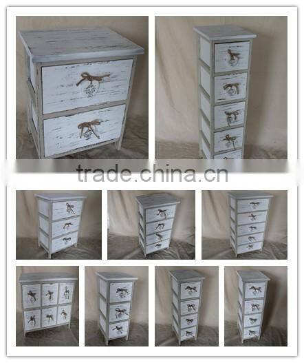 Shabby Chic Wooden Storage chest Fully Assembled Wood living cabinet with White Hanging Hearts Handles