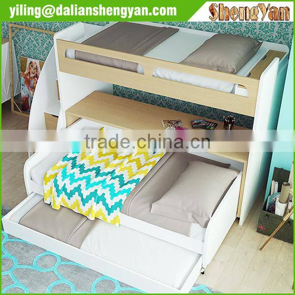 Kids Wooden Furniture Transitional Bunk Bed with Table